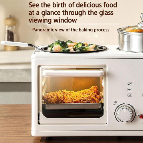 Multifunction Breakfast Maker 4in1 Toaster Oven with Large Capacity Baking Area for Apartments 2