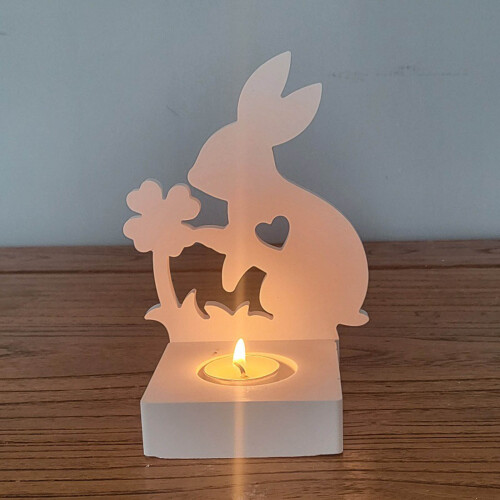 Heart Candle Holder Resins Molds Rabbit  Candlesticks-flame 1 D 2