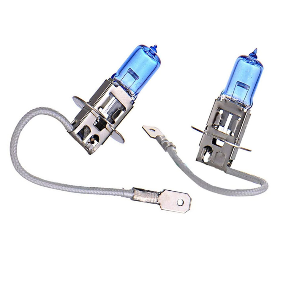 2X Jur. H3 55W 12V Super 6000K Xenon Look Replacement Halogen Bulb For Headlights, Beam, Low Beam, Fog Eapproved White/Light 9001264841232