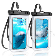Vandtæt telefontaske, 2-pak, semitransparent. IPX8-klassificeret. Til svømning, strand, snorkling, kajaksejlads. Universelle smartphones.