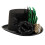 Chapeau haut gothique avec squelette, décoration-Noir et vert 1
