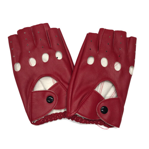 Gants gothiques sans doigts avec panneaux en maille-Rouge