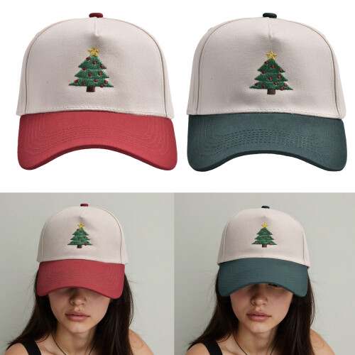 Chapeau de Baseball en forme d'arbre de noël saisonnier,-Rouge 2