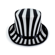 Chapeau de tuyau de poêle chapeau de Jazz en-Strié noir et blanc