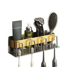 Supporto ventilato resistente all'umidità in lega di alluminio, porta spazzolino da denti, organizer da bagno a parete, design salvaspazio,