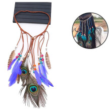 Pfauenfeder-Haarschmuck, Boho-Traumfänger-Haarschmuck, elegantes Retro-Accessoire für Mädchen im Bohème-Stil, auffälliges Federstirnband,