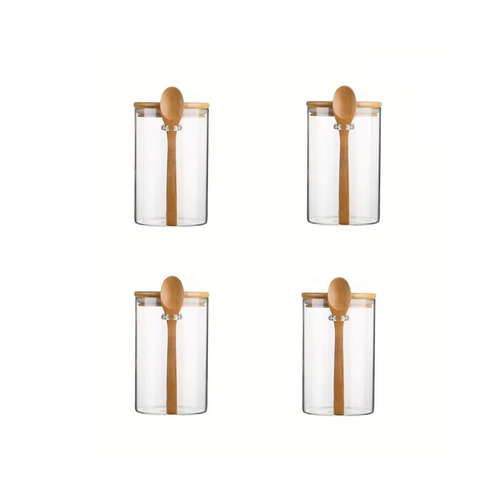 Transparent Glass Candy Jar With Sealed Bamboo Lid And Spoon - Biscuit Storage Container For Bulk Food 6132964732193
