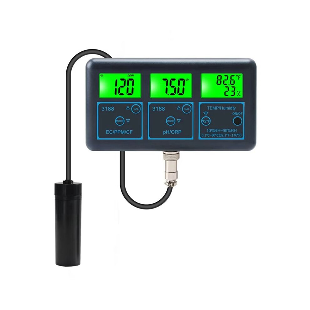 Tuya Wifi 7 In1 Water Quality Tester Multi-Parameter Water Analyzer Ph/Orp/Ec/Ppm/Cf/Humidity/Temp Monitor Meter Eu Plug 6131627786139