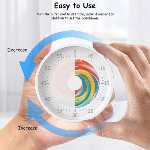 Visual Classroom Timer for Kids - Desk 60 Minutes Countdown Timers for Teachers and Students Easy Rotating and Reading 2