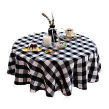 Nappe décorative pour buffets et pique-niques, en imitation lin et coton résistant aux taches, avec un élégant motif noir et blanc, lavable en