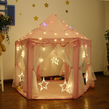 Prinsessentent, draagbare kasteelspeeltent voor creatief spelen binnen en buiten, stimuleert de fantasie, met ingebouwde sterrenverlichting, voor de