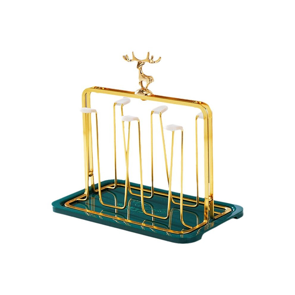 Istovo Nordic Reindeer Decorative Iron Cup Holder Set-Glass Holder, Drain Storage Rack Upside Down Glass Glass Tray
