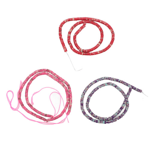 3 pezzi di dischi Heishi di giada 4x2mm rosso viola rosa 2