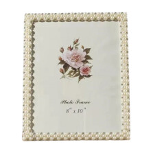 High-Quality Zinc Alloy Pearl Decorated Frames, Crystal Inlaid, 8", Silver, Clear View Glass Protection, Easy Photo Installation, Ideal For Wedding Ph