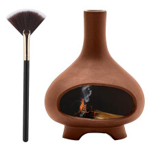 Bruciatore di Incenso In Ceramica Fatto A Mano Bruciatore di Incenso Camino Ciotola per Sbavature per Bastoncini Salvia con Pennello