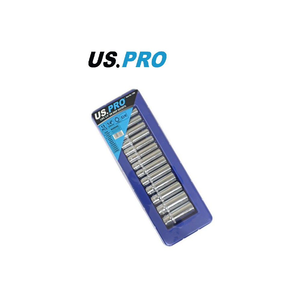 Us Pro Tools 13Pc 1/4" Deep Sockets 4-14Mm Single Hex 6 Point New 1388 - Image 6