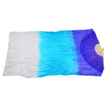 Chic Extended Faux Silk Belly Dance Fan Veils Long Folding-5