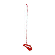 Valentines Day Glitter Round Beads Necklaces with-Red lip style