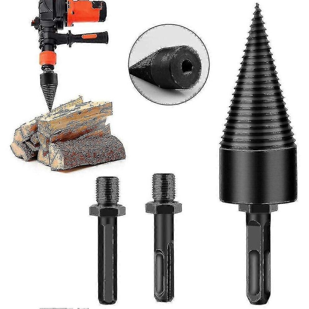 (As Show, 38Mm) Wood Splitter Drill Bits,Firewood Log Drill For Hand Drill With 3 Handle Hex Shank Square And Round 3461866283520