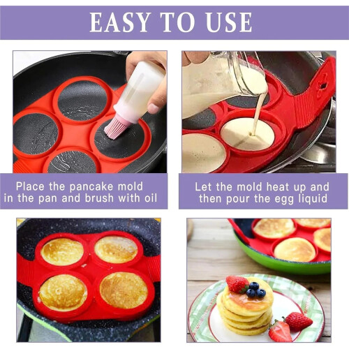 NonStick Silicone Egg Ring and Pancake Mold for  Round Shape Breakfast Cooking 2PCS M 2