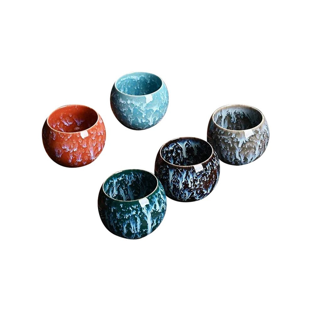 Kiln Change Ceramic Tea Cup Set -Five Elements Gift Box, Porcelain Kung Fu Cups, Pottery Coffee Mug, China Tableware Cup 6131641800019