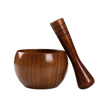 Wooden Mortar and Pestle Set Natural Handcrafted Herb Grinder EcoFriendly Stylish Kitchen Tool