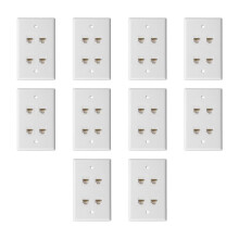 10PCS Cat 6 Ethernet Wall Plate 4 Port Female to Female Compatible with Cat6/5/5e Removable Faceplate for Easy Install A