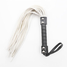 SM Whip Flogger Spanking Whips Adult Flirting Whip Leather White Fetish Leather Whip SM Bondage Sex Toy for Couples Cosplay Length 44 cm