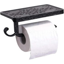 Porte-papier toilette vintage avec étagère spacieuse, décoration élégante rehaussant l'esthétique de votre salle de bain, fixation réversible