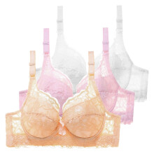 3Pack Women's Underwear with Underwire, PushUp Bra Set, Sexy Bustier Sports Bra for Women, Maternity Workout Bra Clothing Beige 85C