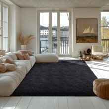 (160x230cm(5.3ftx7.5ft) Medium Area/Bedroom Rug) BedLooms Black Shaggy Rug-Large Ultra Soft Thick Shaggy Rug for Living and Bedrooms