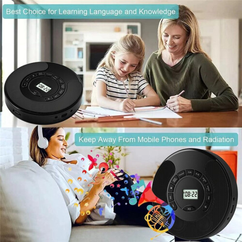 New Portable CD Player ,Dual Bluetooth Model,USB Player,Dual Stereo Speakers,A-B Repeat,AUX ,Play Speed Control Black 1