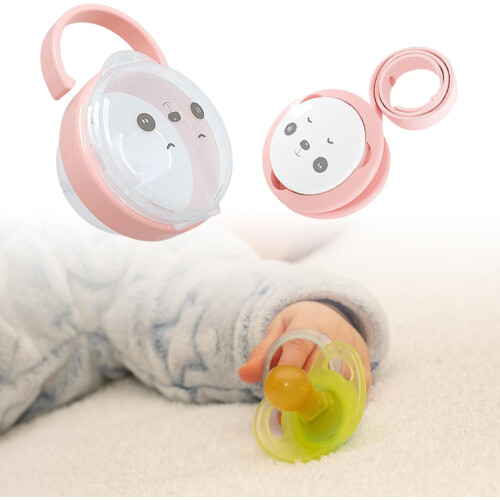 Pacifier Holder for Babies  Practical Container with DustProof Lid  TravelFriendly Pink 1