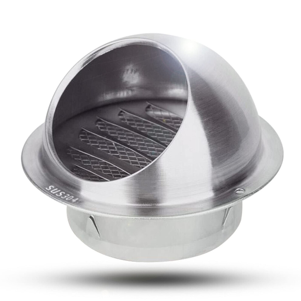Stainless Steel Wall Air Vent With Louvered Grille And Mesh Screen For Dryer Exhaust 100Mm Silver 9001264845537