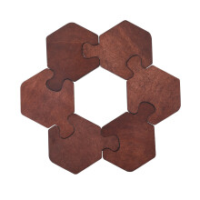 Set van 6 houten puzzelonderzetters voor koffiewijn,