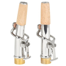 2 pieces soprano saxophone mouthpiece, durable saxophone accessory, straight and curved design, improved for practice purposes, silver color.
