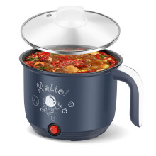 Electric Hot Pot 1.8L Stainless Steel Cooker with Steamer NonStick Portable Ramen Noodle Egg Pasta Maker