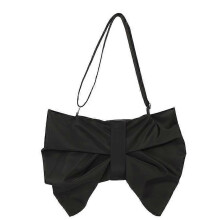 (Black) Fashion Bowknot Shape Tote Bow Tie Pleated Shoulder Bag Women's Crossbody Bags Large Capacity Lighweight Commuter Bags