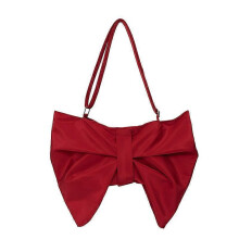 (Wine red) Fashion Bowknot Shape Tote Bow Tie Pleated Shoulder Bag Women's Crossbody Bags Large Capacity Lighweight Commuter Bags