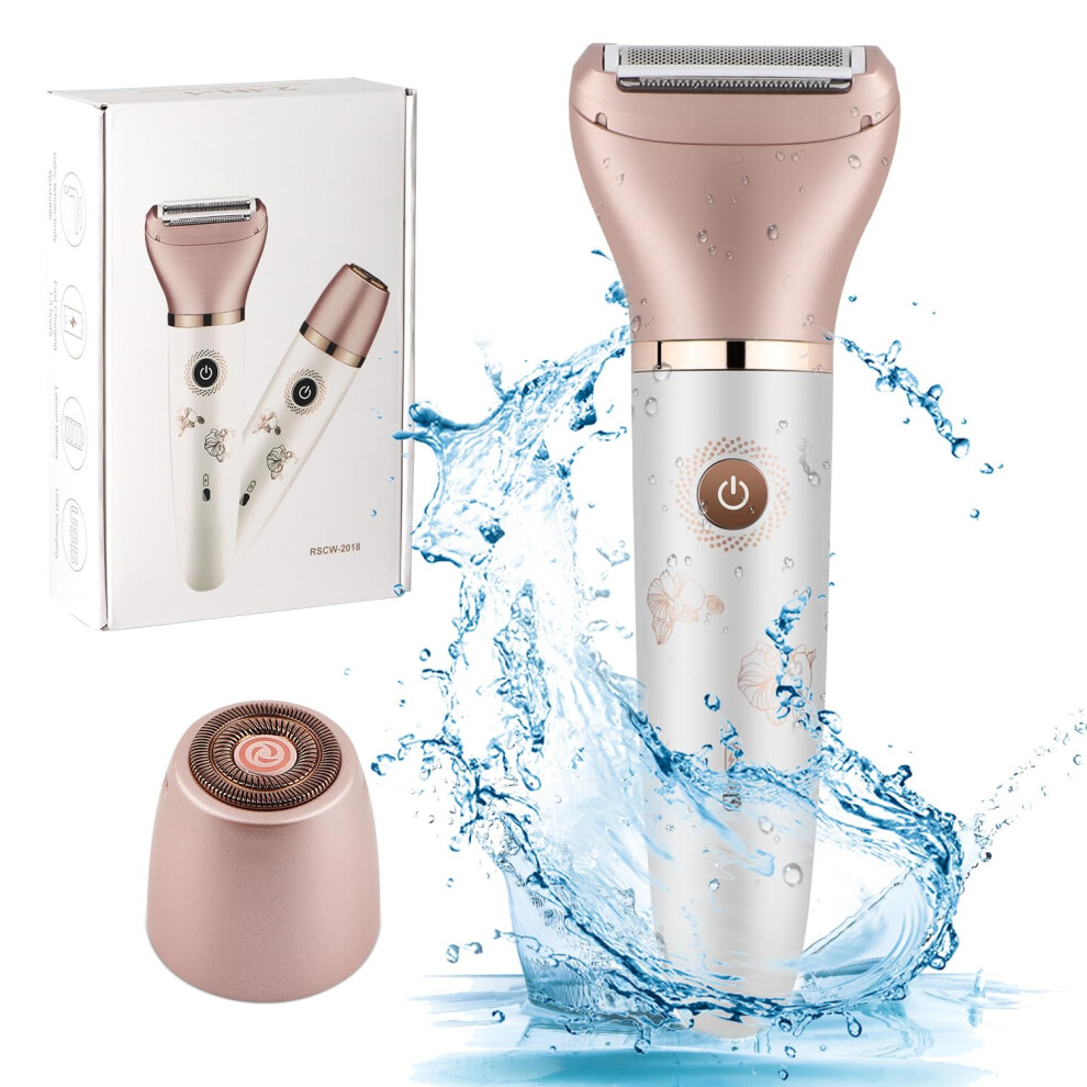 Women's Electric Razor 2 in 1 Bikini Trimmer, IPX7 Waterproof Painless Shaver for Legs and Bikini Area