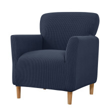 Single Chair Cover Elegant Corn Velvet Chair-Navy blue