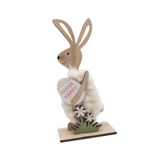 Charm Wood Easter Bunnies Sculptures Rabbit Figurine For-1