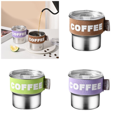 Practical 400ml Thermal Coffee Cup with Sliding Lid-Coffee 2