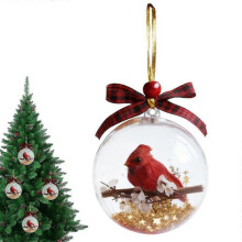 (A) Clear Christmas Balls 3.54 Inch Bird Keepsake Christmas Ornaments For Tree Fall Home Party Family Birthday Holiday Wedding-D