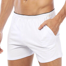 Men's Bathrobe Polyester with Loose, Flat, Breathable Sports Shorts, Thin, Short Pants M White L