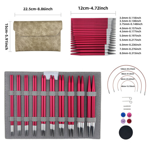 3mm-8mm Interchangeable Circular Knitting-A set of gray packag 2