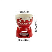 (Red) Chocolate Melting Ceramic Pot Butter Melt Fondue Mugs Set for Dinner Appetizer Sauce Cheese Candy Bread Caramel-Chocolate