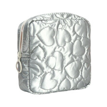 Sac de rangement portable avec fermeture éclair lisse,-argent