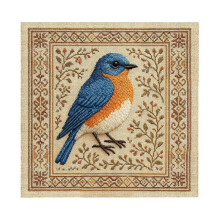 (D) Cross Kit With Floral Pattern, Bird Embroidery Kit For Adults Beginners, DIY Needlepoint Wall Art