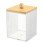 Stylish Qtip Container with Wood Lid for Bathroom-Clear square 1